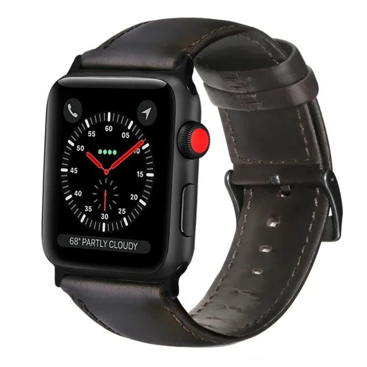 Bracelete de Relógio em Pele Genuína com Cera de Óleo, Para Apple Watch Série 8&7 41mm / SE 2&6&SE&5&4 40mm / 3&2&1 38mm, Para Apple Watch Série 7 41mm / 6 & SE & 5 & 4 40mm / 3 & 2 & 1 38mm
