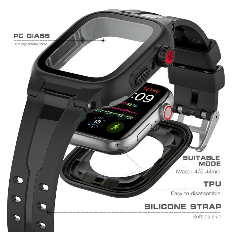 RedPepper Protetor de Ecrã Impermeável IP68 + Bracelete + Capa Protetora, Para Apple Watch Série 6 / 5 / 4 / Watch SE 44mm