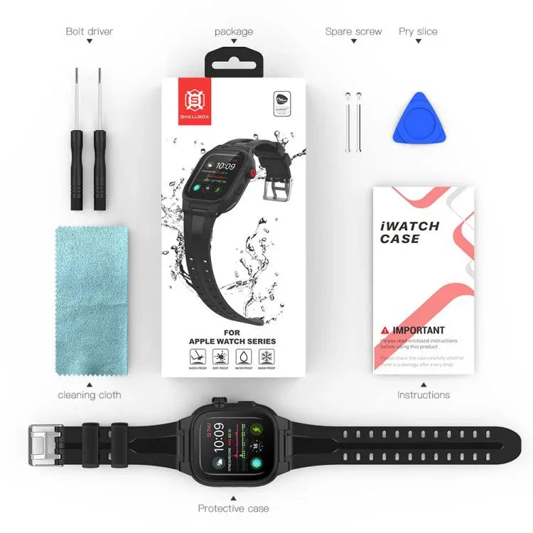 RedPepper Protetor de Ecrã Impermeável IP68 + Bracelete + Capa Protetora, Para Apple Watch Série 6 / 5 / 4 / Watch SE 44mm