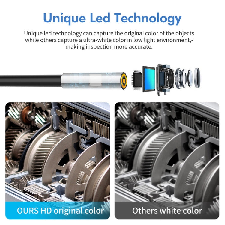 Y17 Câmara Endoscópica Digital Industrial HD WiFi com Dupla Lente 5MP 12mm Autofoco Zoomável, Cabo Rígido 1m, Cabo Rígido 3,5m, Cabo Rígido 5m, Cabo Rígido 10m