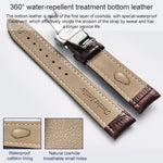 Classic Cowhide Leather Black Butterfly Buckle Replacement Strap Watchband, 10mm, 12mm, 14mm, 16mm, 18mm, 20mm, 22mm, 24mm
