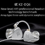 KZ DQ6 Auricular com Fio Intra-auricular Dinâmico HiFi de 3 Unidades, Sem Microfone, Com Microfone