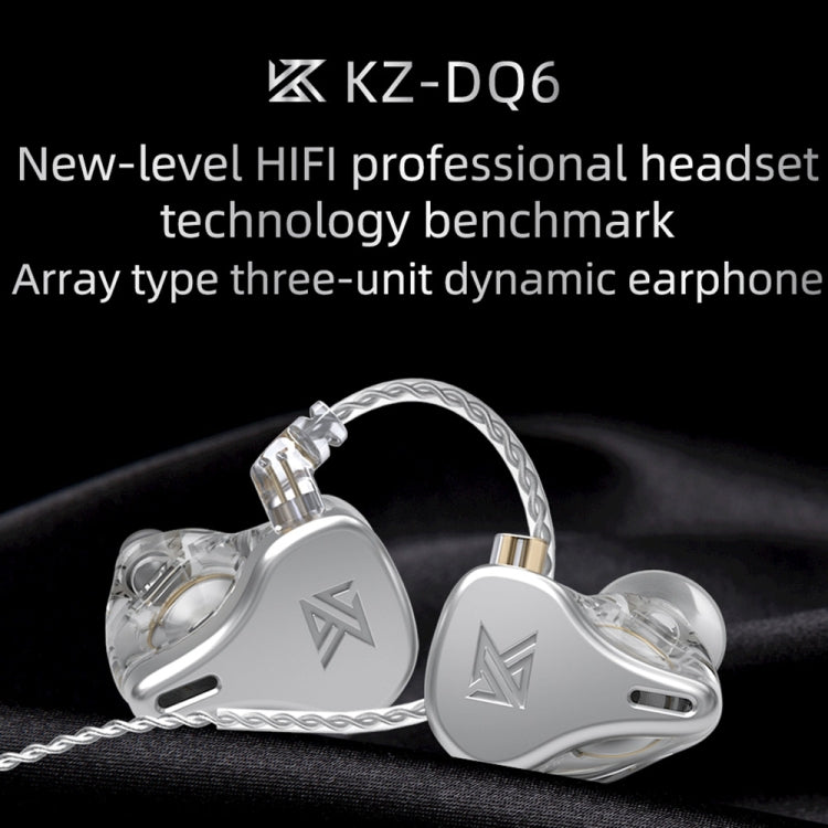 KZ DQ6 Auricular com Fio Intra-auricular Dinâmico HiFi de 3 Unidades, Sem Microfone, Com Microfone