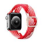Adjustable Nylon Braided Elasticity Diamond Buckle Replacement Strap Watchband For Apple Watch Series, 7 & 6 & SE & 5 & 4 40mm/3 & 2 & 1 38mm, 7 & 6 & SE & 5 & 4 44mm/3 & 2 & 1 42mm