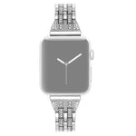 Bracelete de Relógio em Liga de Diamante de Dupla Fila, Para Apple Watch Série 7 41mm / 6 & SE & 5 & 4 40mm / 3 & 2 & 1 38mm
