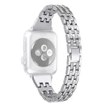 Bracelete de Relógio em Liga de Diamante de Dupla Fila, Para Apple Watch Série 7 41mm / 6 & SE & 5 & 4 40mm / 3 & 2 & 1 38mm