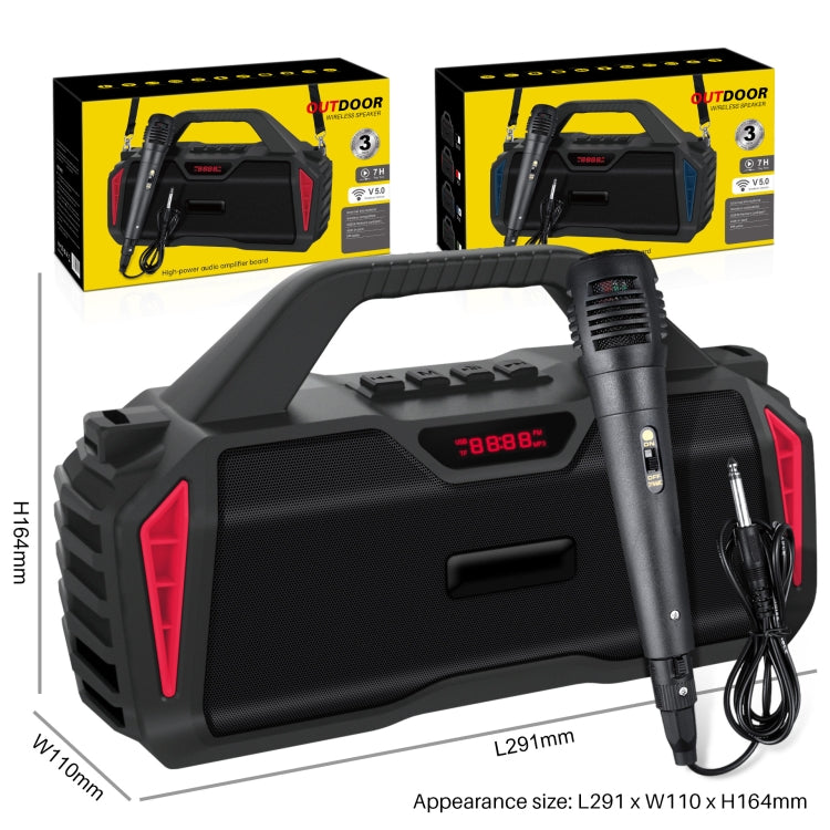 Nova Rixing NR-6011M Coluna Bluetooth 5.0 Portátil para Karaoke Exterior com Microfone & Alça de Ombro, NR-6011M (Preto), NR-6011M (Vermelho), NR-6011M (Azul), NR-6011M (Verde)