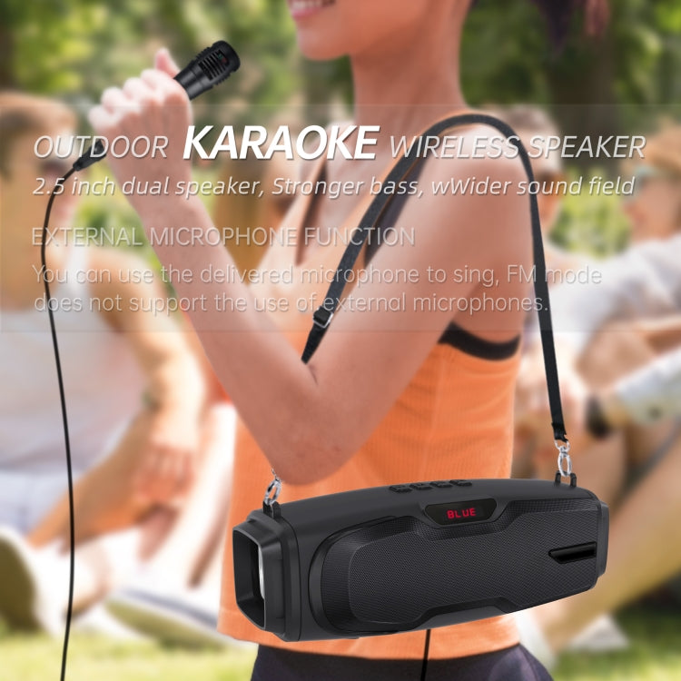 Nova Rixing NR-6012M Coluna Bluetooth 5.0 Portátil para Karaoke Exterior com Microfone & Alça de Ombro, NR-6012M (Azul), NR-6012M (Verde), NR-6012M (Preto), NR-6012M (Vermelho)
