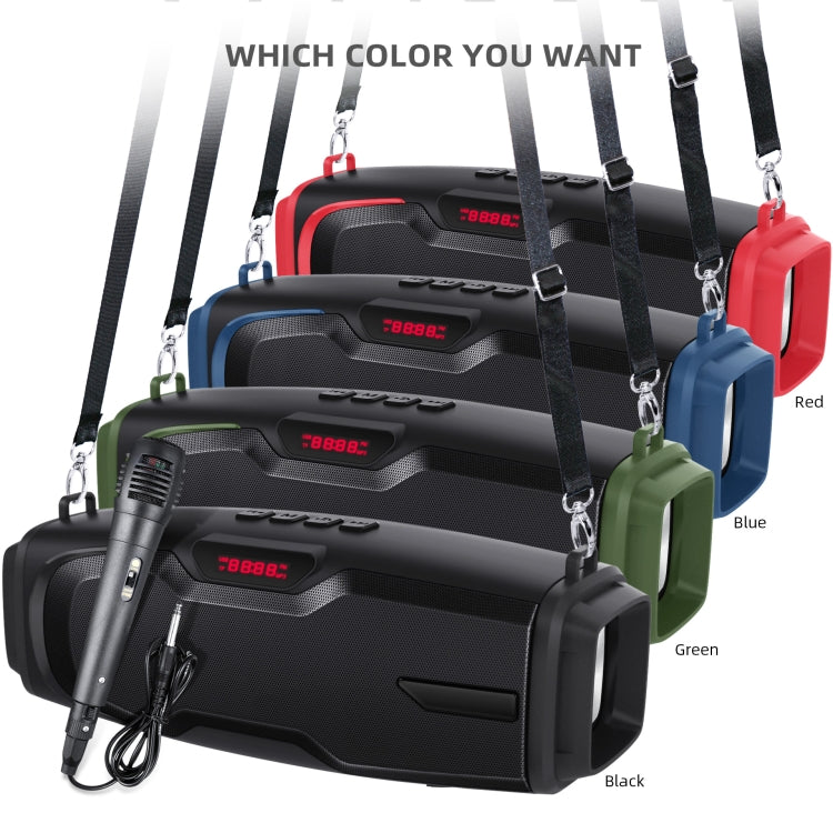 Nova Rixing NR-6012M Coluna Bluetooth 5.0 Portátil para Karaoke Exterior com Microfone & Alça de Ombro, NR-6012M (Azul), NR-6012M (Verde), NR-6012M (Preto), NR-6012M (Vermelho)