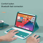 HK006 Teclado Bluetooth Destacável com Teclas Quadradas, Capa de Couro com Suporte para iPad mini 6, HK006