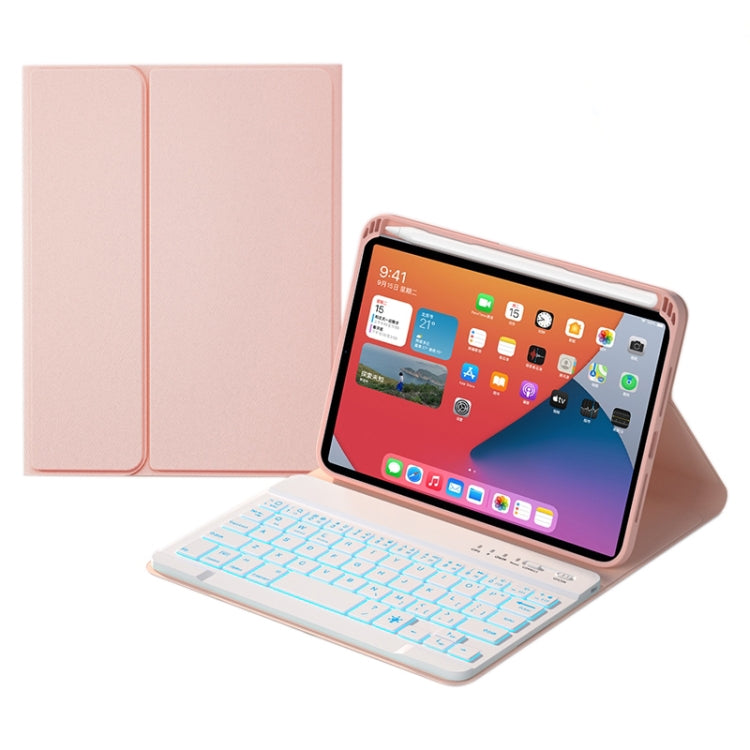 HK006D Teclado Bluetooth Destacável com Teclas Quadradas, Capa de Couro com Retroiluminação Branca e Suporte para iPad mini 6, HK006D