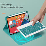 HK006D Teclado Bluetooth Destacável com Teclas Quadradas, Capa de Couro com Retroiluminação Branca e Suporte para iPad mini 6, HK006D