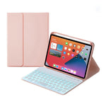 HY006D Teclado Bluetooth Destacável com Teclas Redondas, Capa de Couro com Retroiluminação Colorida e Suporte para iPad mini 6, HY006D