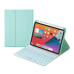 HY006D Teclado Bluetooth Destacável com Teclas Redondas, Capa de Couro com Retroiluminação Colorida e Suporte para iPad mini 6, HY006D