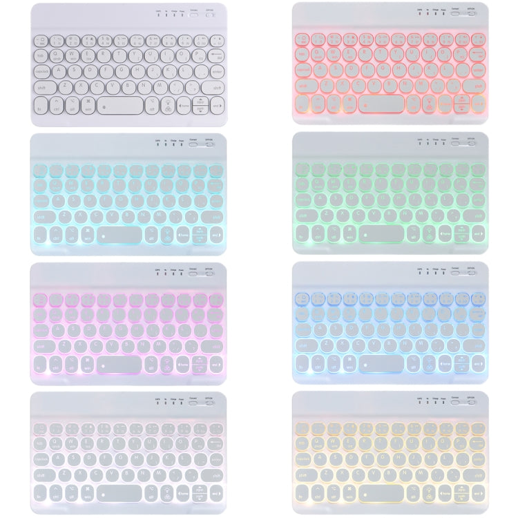 HY006D Teclado Bluetooth Destacável com Teclas Redondas, Capa de Couro com Retroiluminação Colorida e Suporte para iPad mini 6, HY006D