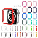 Capa Protetora Antichoque em PC com Filme de Vidro Temperado, Para Apple Watch Series 9 / 8 / 7 41mm, Para Apple Watch Series 9 / 8 / 7 45mm, Para Apple Watch Series 8 / 7 41mm