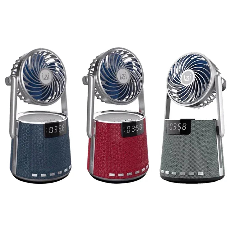 Coluna Relógio Despertador Duplo Bluetooth Sem Fios SOAIY K8 com Pequeno Ventilador