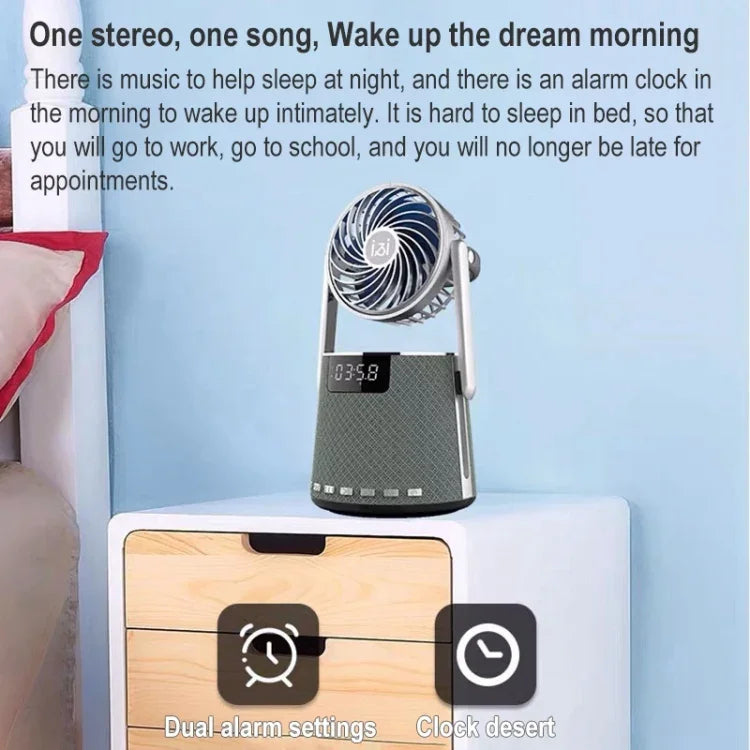 Coluna Relógio Despertador Duplo Bluetooth Sem Fios SOAIY K8 com Pequeno Ventilador