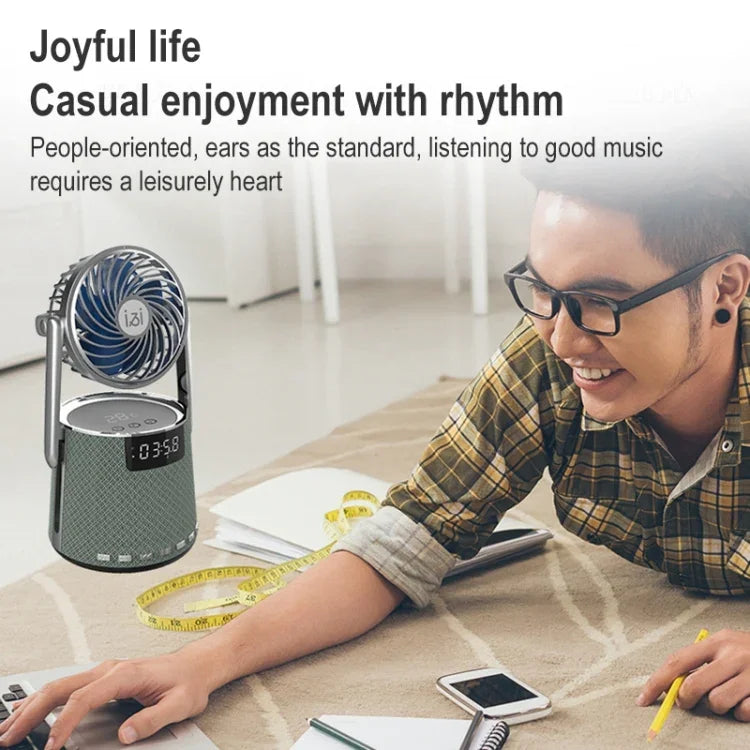 Coluna Relógio Despertador Duplo Bluetooth Sem Fios SOAIY K8 com Pequeno Ventilador