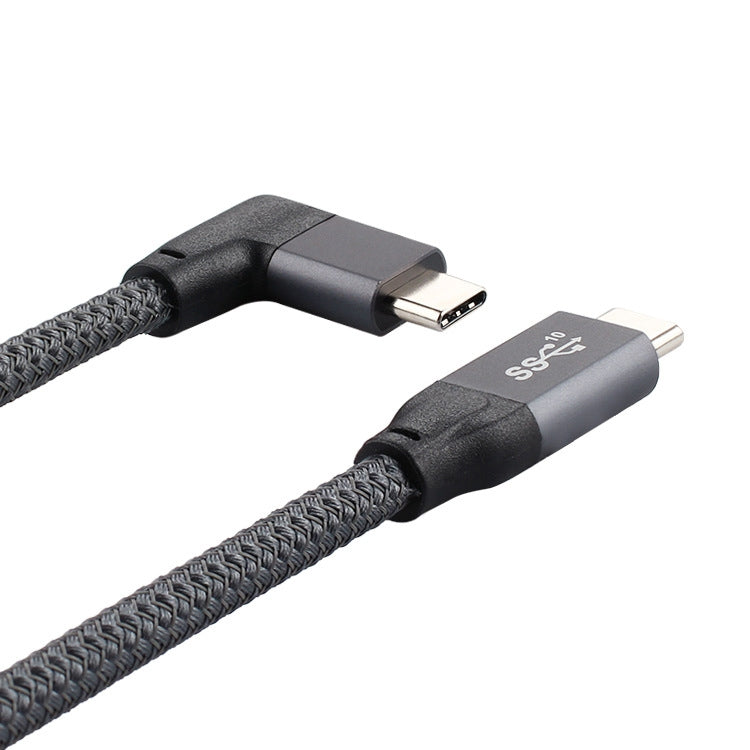 Cabo de dados USB-C / Tipo-C em ângulo de 100W para USB-C / Tipo-C macho com função completa e E-mark, 0,5m, 1m, 1,5m