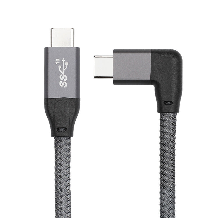 Cabo de dados USB-C / Tipo-C em ângulo de 100W para USB-C / Tipo-C macho com função completa e E-mark, 0,5m, 1m, 1,5m