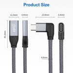 Cabo de extensão de dados USB-C / Tipo-C em ângulo macho para USB-C / Tipo-C fêmea de 100W com função completa, 0,2m, 0,5m, 1m, 1,5m