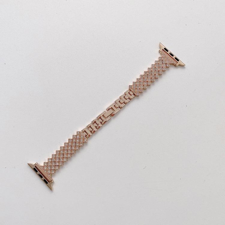 Pulseira de Substituição para Pulso em Metal com Diamantes Completos em Losango + Capa Para Apple Watch Series, Para Apple Watch Series 6 / 5 / 4 / Watch SE 40mm, Para Apple Watch Series 6 / 5 / 4 / Watch SE 44mm, 3 & 2 & 1 42mm, 3 & 2 & 1 38mm