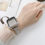 Pulseira de Substituição para Pulso em Metal com Diamantes Completos em Losango + Capa Para Apple Watch Series, Para Apple Watch Series 6 / 5 / 4 / Watch SE 40mm, Para Apple Watch Series 6 / 5 / 4 / Watch SE 44mm, 3 & 2 & 1 42mm, 3 & 2 & 1 38mm