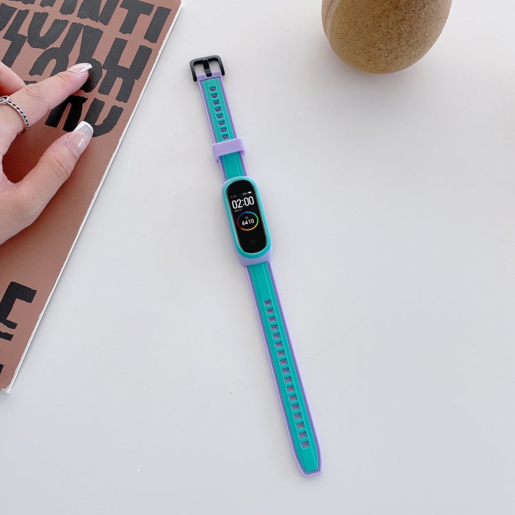Universal Two-color Silicone Replacement Wristband, For Xiaomi Mi Band 4 / 3, For Xiaomi Mi Band 6 / 5