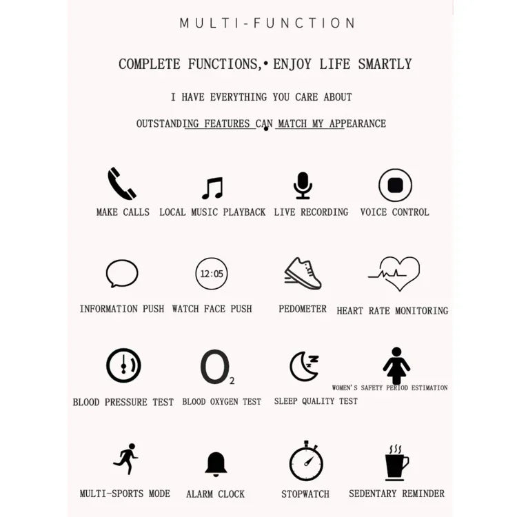 Z73 Pulseira Inteligente com Ecrã Tátil de 1,09 polegadas, Suporta Monitorização do Sono / Monitorização da Frequência Cardíaca / Controlo por Voz / Lembrete do Ciclo Menstrual Feminino
