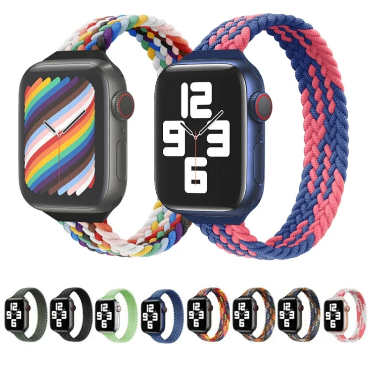 Bracelete de substituição em nylon trançado de uma só volta para cintura pequena para Apple Watch Series, XS 130mm, XS 135mm, 7 41mm / 6&SE&5&4 40mm / 3&2&1 38mm