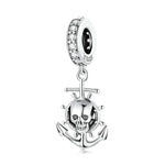 Pendente de Navio com Caveira de Pirata em Prata Esterlina S925 para Pulseira e Colar DIY, Navio com Caveira de Pirata