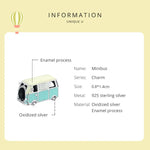 Contas de Mini Autocarro em Prata Esterlina S925 para Pulseira e Colar DIY, Mini Autocarro