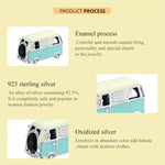 Contas de Mini Autocarro em Prata Esterlina S925 para Pulseira e Colar DIY, Mini Autocarro