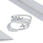 S925 Sterling Silver Multi-loop Wicker Women Open Ring, Wicker