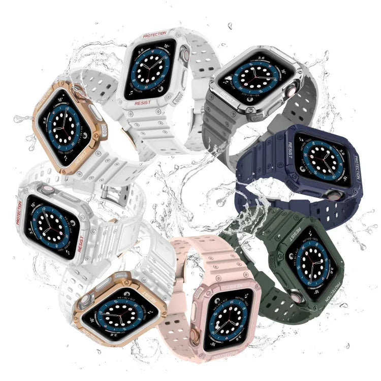 Bracelete integrada de substituição em silicone para Apple Watch Series, Para Apple Watch Series 9&8&7 45mm / SE&6&5&4 44mm / 3&2&1 42mm
