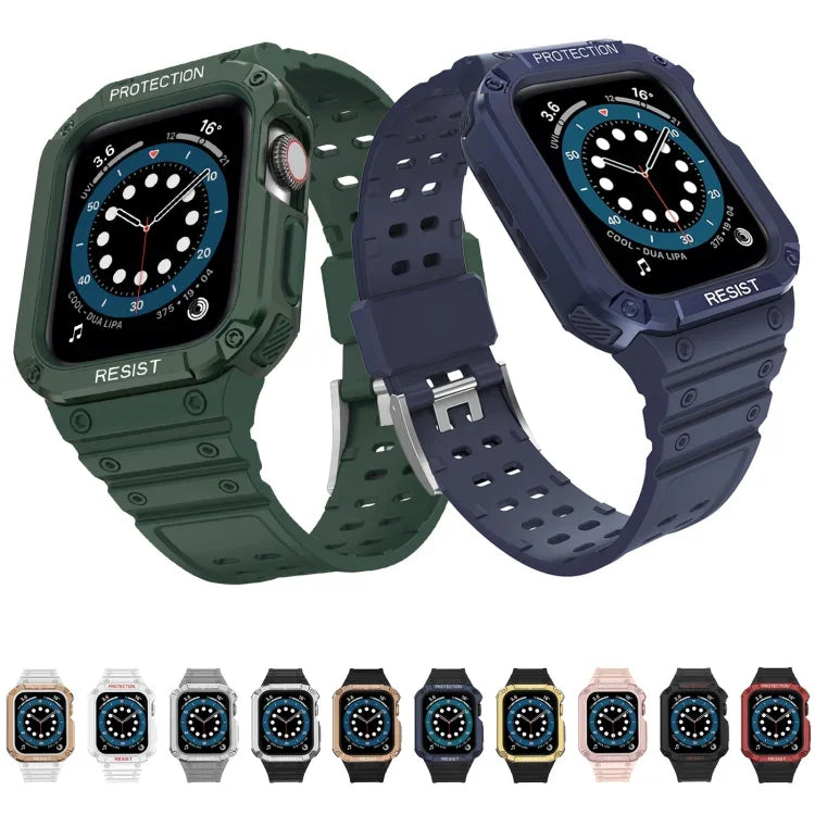 Bracelete integrada de substituição em silicone para Apple Watch Series, Para Apple Watch Series 9&8&7 45mm / SE&6&5&4 44mm / 3&2&1 42mm