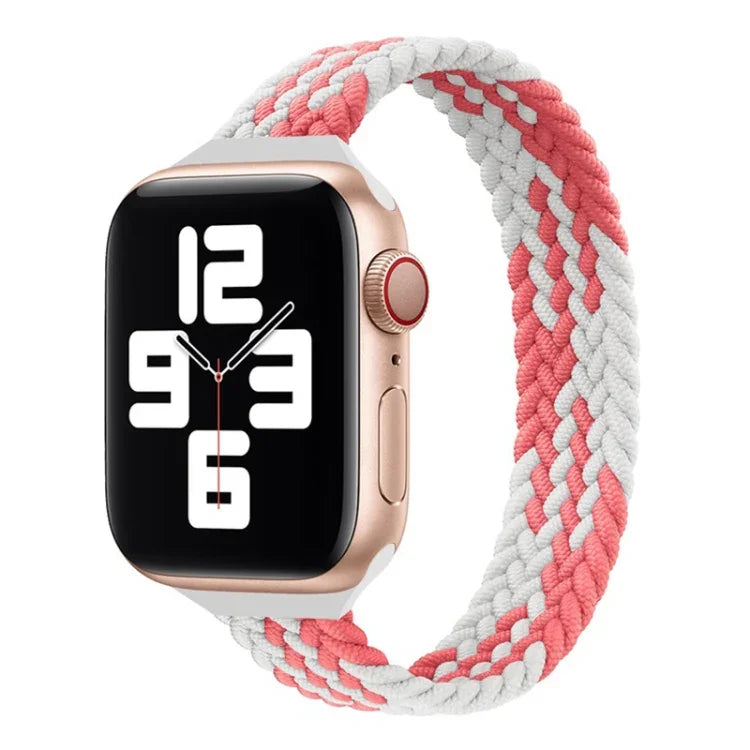 Bracelete de substituição em nylon trançado de uma só volta para cintura pequena para Apple Watch Series 7 41mm / 6&SE&5&4 40mm / 3&2&1 38mm, S 135mm, M 145mm, L 155mm