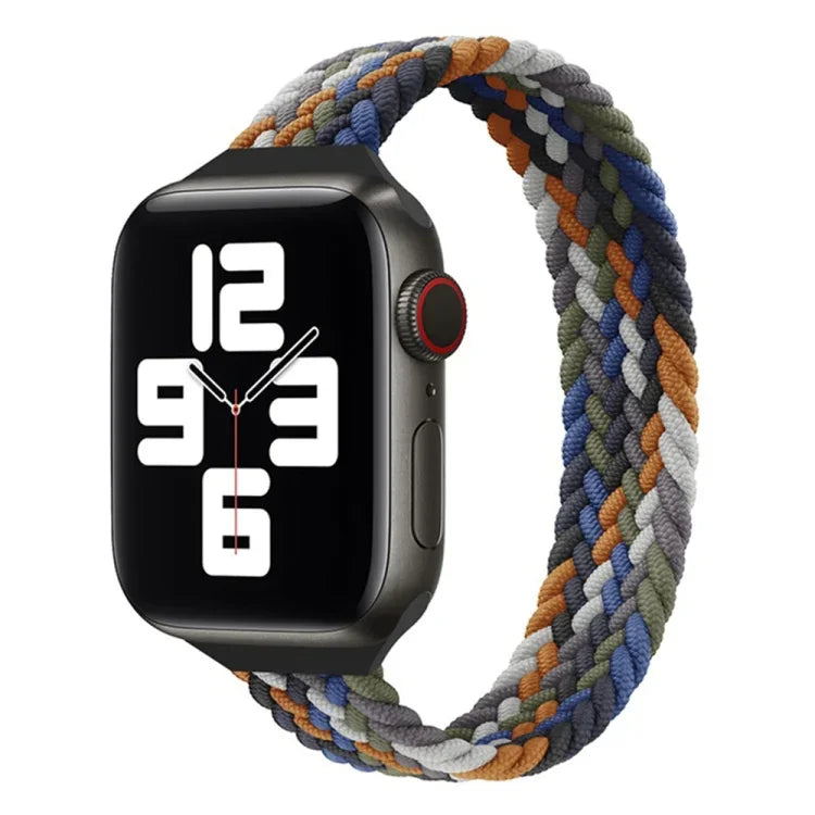 Bracelete de substituição em nylon trançado de uma só volta para cintura pequena para Apple Watch Series 7 45mm / 6&SE&5&4 44mm / 3&2&1 42mm, S 145mm, M 155mm, L 165mm