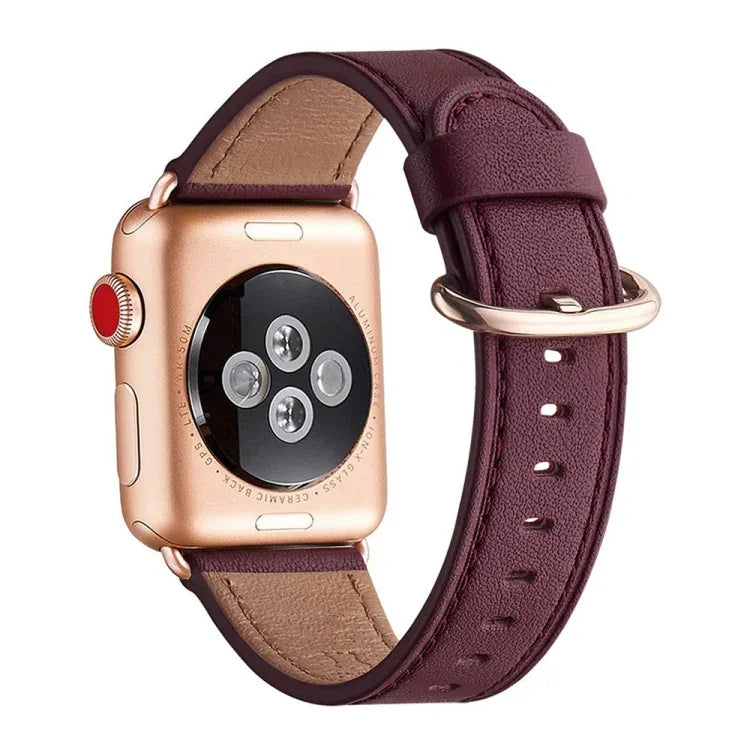 Classic Buckle Leather Replacement Strap Watchband For Apple Watch Series, 7 41mm / 6&SE&5&4 40mm / 3&2&1 38mm, 7 45mm / 6&SE&5&4 44mm / 3&2&1 42mm