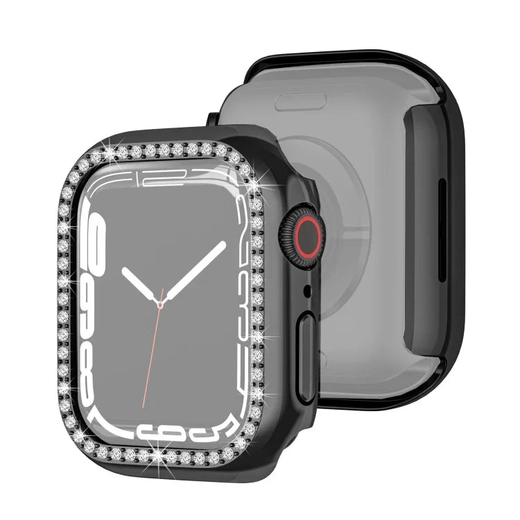 Capa protetora de diamante de fila única em PC com eletroplating para Apple Watch Series, Para Apple Watch Series 9 / 8 / 7 41mm, Para Apple Watch Series 9 / 8 / 7 45mm