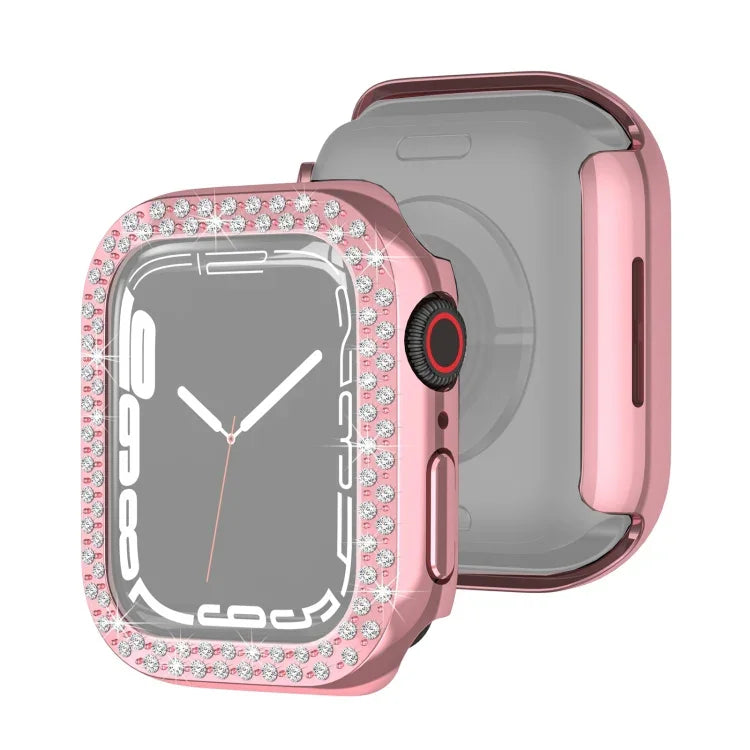 Capa Protetora de Diamante com Dupla Fileira em PC Electroplated para Apple Watch Series, Para Apple Watch Series 9 / 8 / 7 41mm, Para Apple Watch Series 9 / 8 / 7 45mm