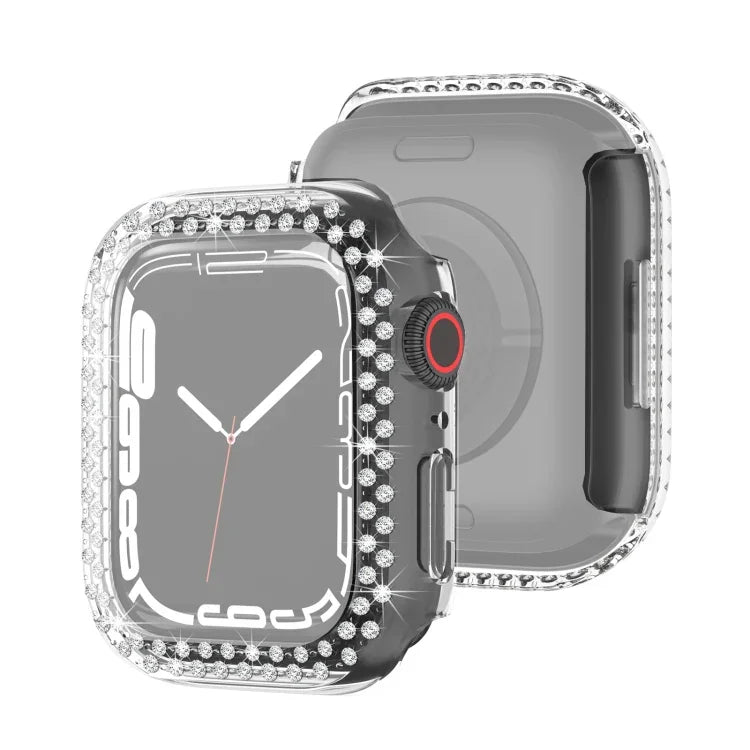 Capa Protetora de Diamante com Dupla Fileira em PC Electroplated para Apple Watch Series, Para Apple Watch Series 9 / 8 / 7 41mm, Para Apple Watch Series 9 / 8 / 7 45mm