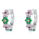 S925 Brincos Femininos Delicados com Flores em Prata Esterlina, Flores Delicadas