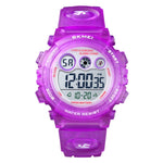 Relógio Eletrónico Desportivo Infantil Cronómetro Digital LED SKMEI 1451, 1451 (Rosa Transparente Azul), 1451 (Roxo Transparente), 1451 (Azul Céu Transparente), 1451 (Vermelho Rosa Transparente), 1451 (Caixa Branca Círculo Azul)