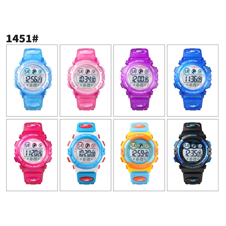 Relógio Eletrónico Desportivo Infantil Cronómetro Digital LED SKMEI 1451, 1451 (Rosa Transparente Azul), 1451 (Roxo Transparente), 1451 (Azul Céu Transparente), 1451 (Vermelho Rosa Transparente), 1451 (Caixa Branca Círculo Azul)
