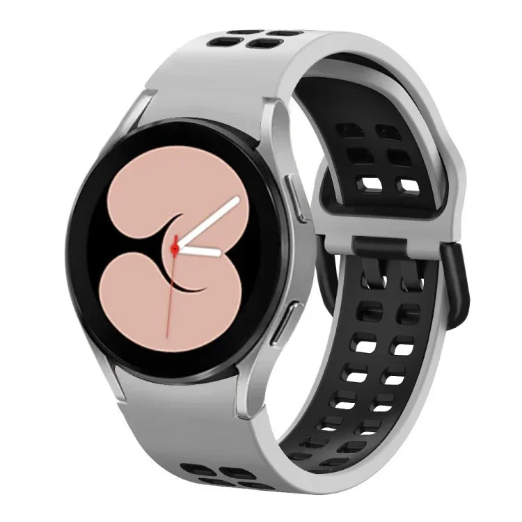 Pulseira de substituição em silicone bicolor com furos duplos, Para Samsung Galaxy Watch4 40mm / 44mm