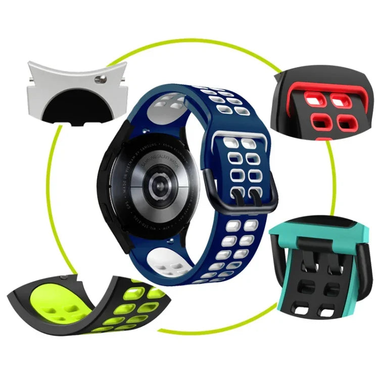 Pulseira de substituição em silicone bicolor com furos duplos, Para Samsung Galaxy Watch4 40mm / 44mm