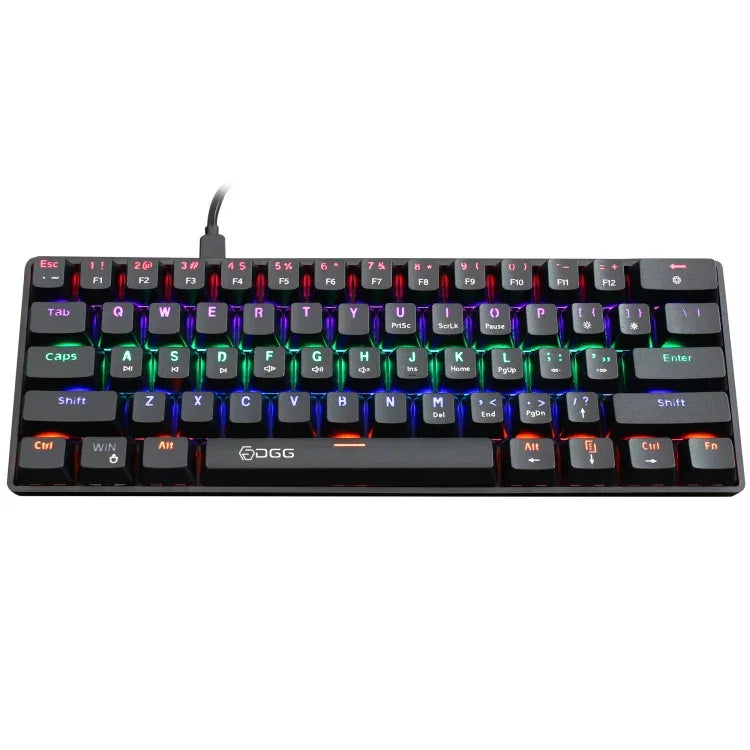 HXSJ V900 61 Teclas Teclado Mecânico com Efeito de Iluminação Fria, Preto, Branco