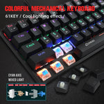 HXSJ V900 61 Teclas Teclado Mecânico com Efeito de Iluminação Fria, Preto, Branco